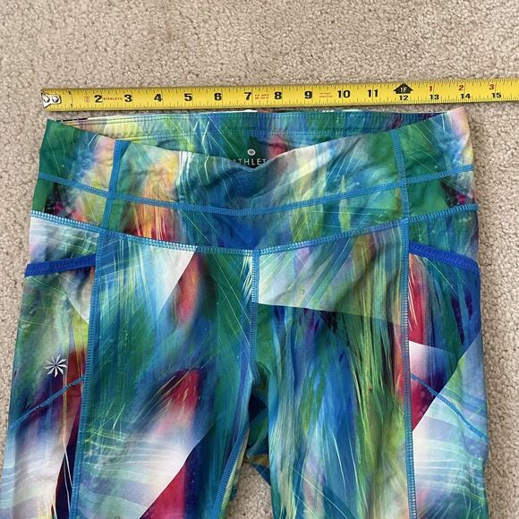 Athleta Leggings Womens Small Blue Green Cropped Colorful Casual Workout Pants - Picture 9 of 12